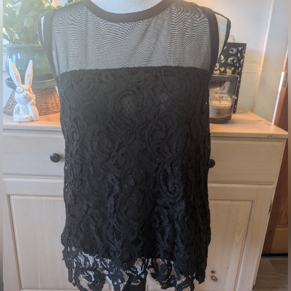Forever 21 Black Lace Mesh Top